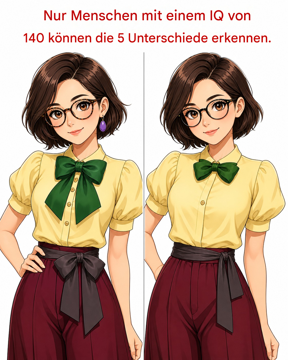 Nur Menschen mit einem IQ von 140 können die 5 Unterschiede erkennen… Mehr anzeigen
