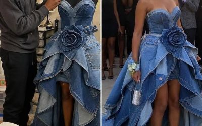 Meine Stiefmutter lachte über das Ballkleid, das mein Bruder aus den Jeans unserer verstorbenen Mutter genäht hatte. Am Ende des Abends kannte die ganze Schule die Wahrheit.