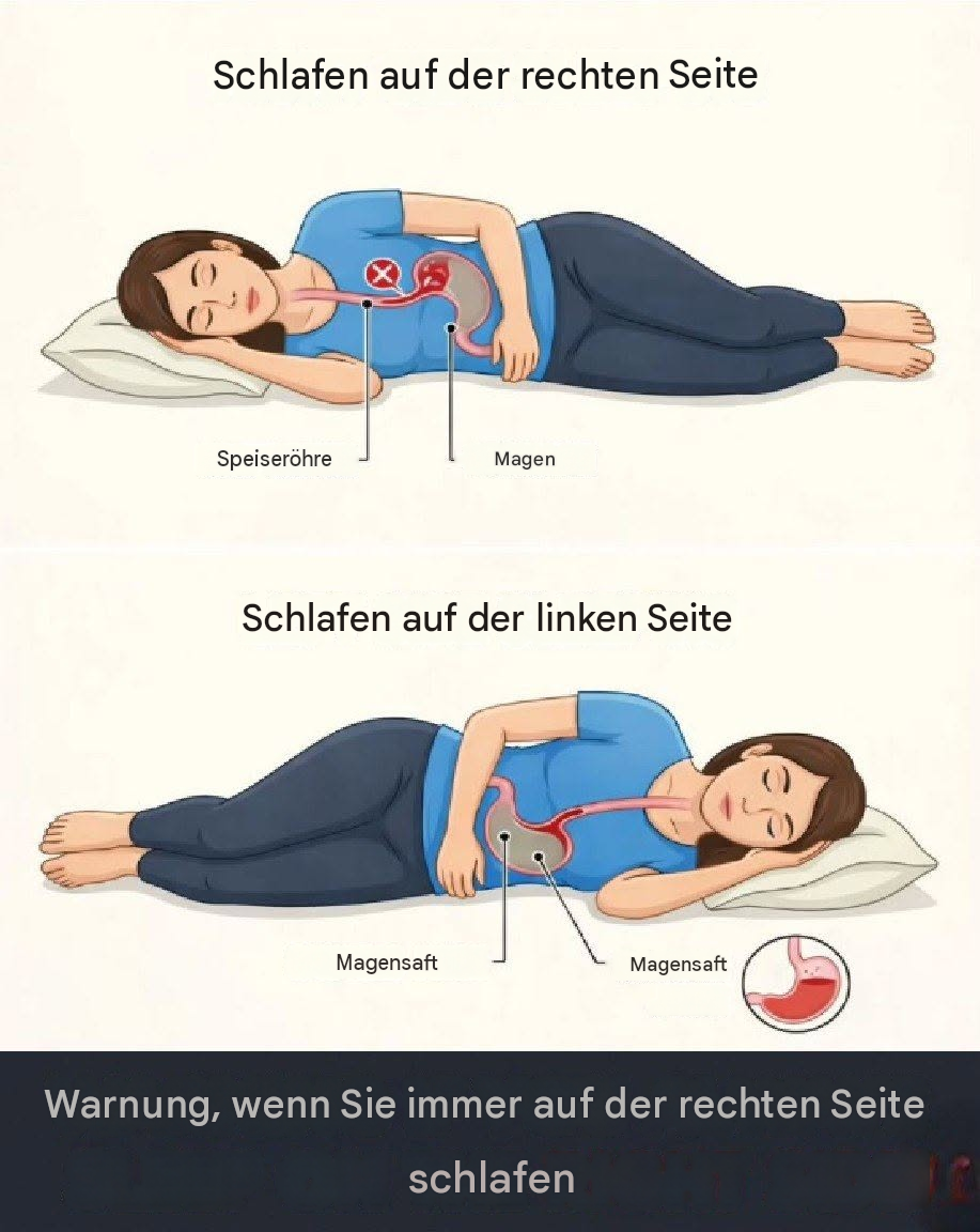 Welchen Risiken geht man ein, wenn man auf der rechten Seite schläft?