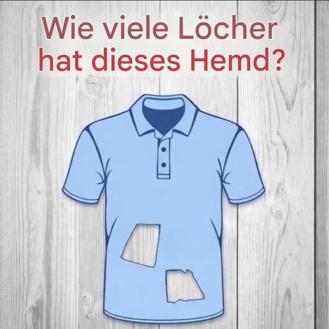 Ich wette, 99,99 % werden daran scheitern! Wie viele Löcher hat dieses Shirt?