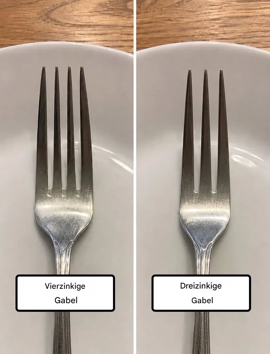 Warum haben manche Gabeln 4 Zinken, während andere nur 3 haben?