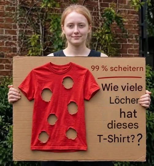 99 % der Leute irren sich… Wie viele Löcher hat dieses T-Shirt wirklich?