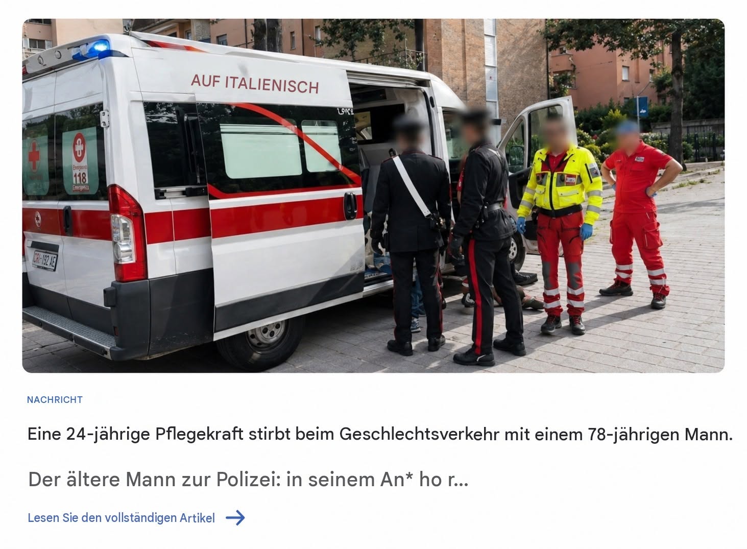 24-jährige Pflegerin stirbt beim Geschlechtsverkehr mit 78-Jährigem (1/2)
