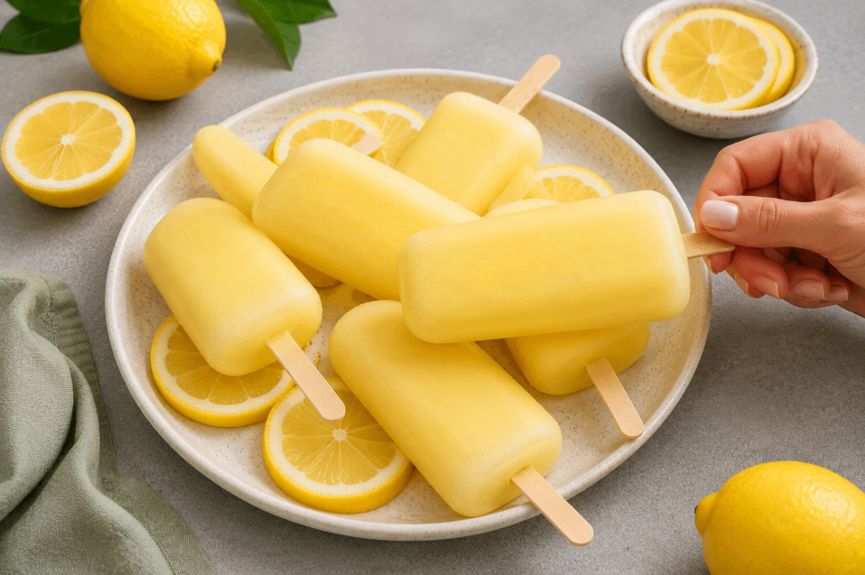 Zuckerfreies Zitronen-Eis am Stiel: Erfrischend, einfach und durstlöschend