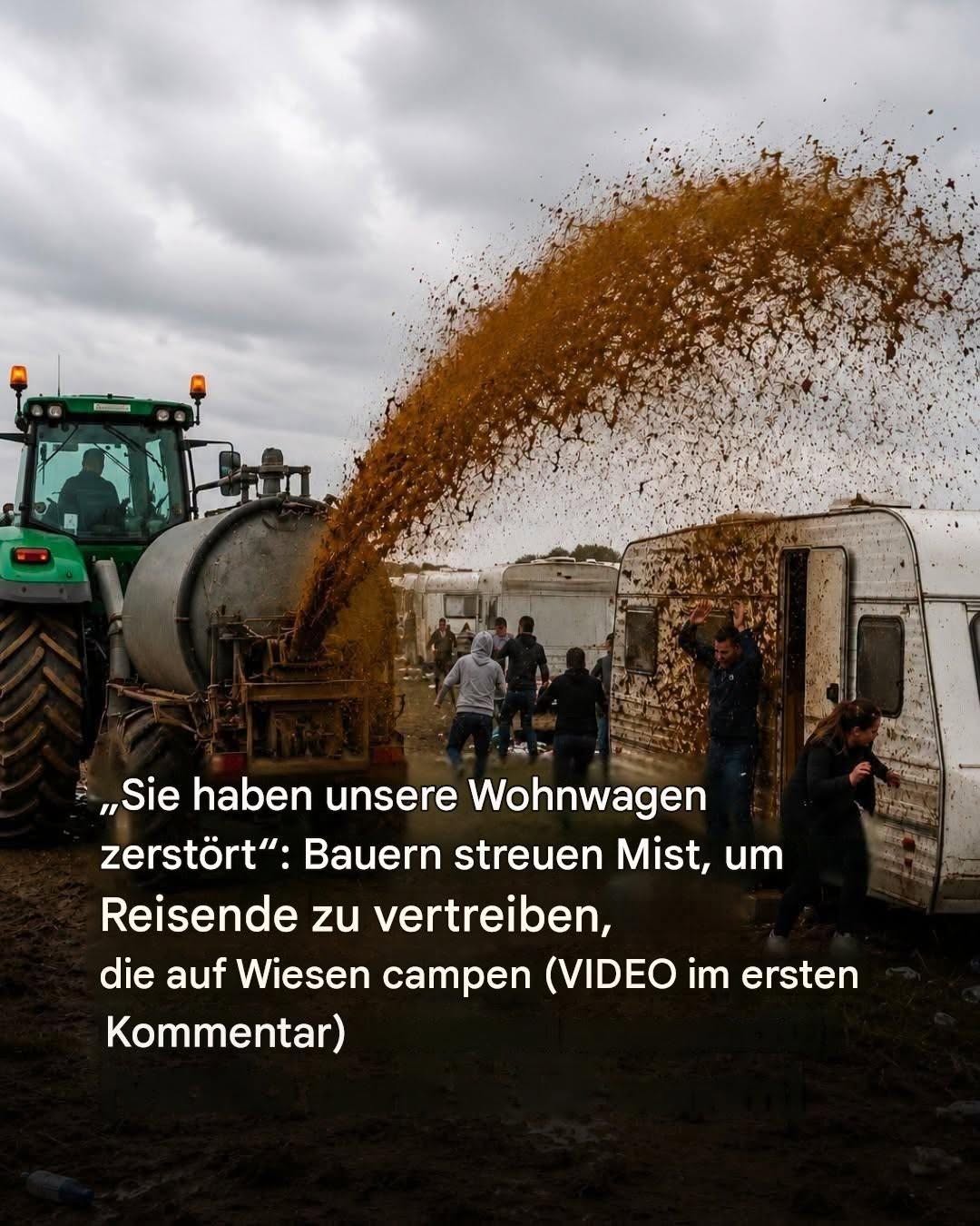 Da die Reisenden sich weigerten zu gehen, trieb der Bauer sie mit einem Stier fort.