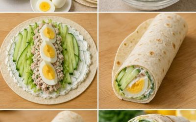 Thunfisch-Wrap mit Gurke und hartgekochtem Ei: ein frisches und einfaches Rezept